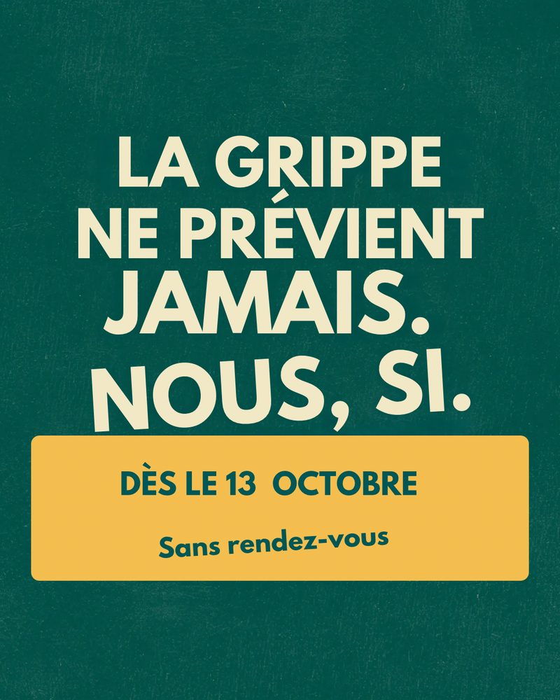 La grippe ne prévient jamais, nous si — vaccination dès le 13 octobre, sans rendez-vous